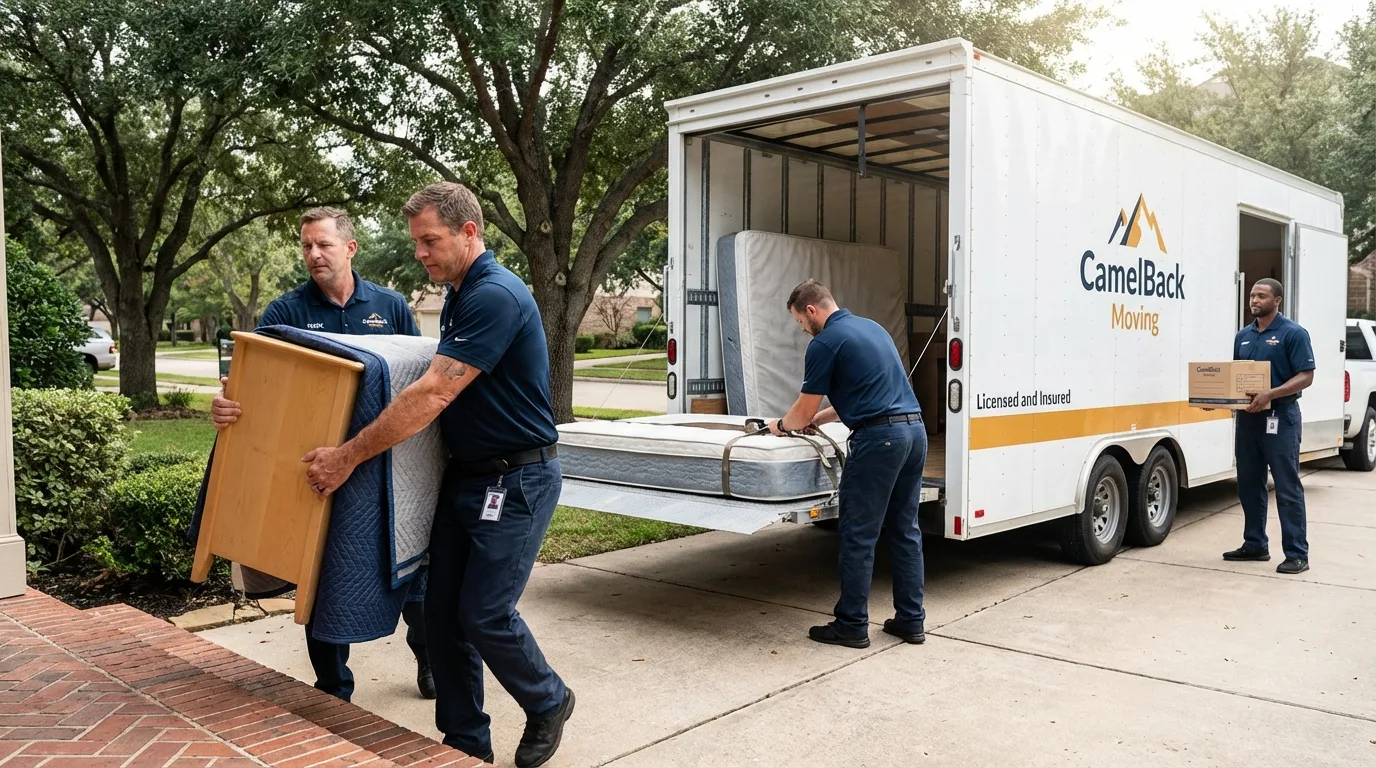 Crew loading residential truck for cross-state move from Annapolis, MD