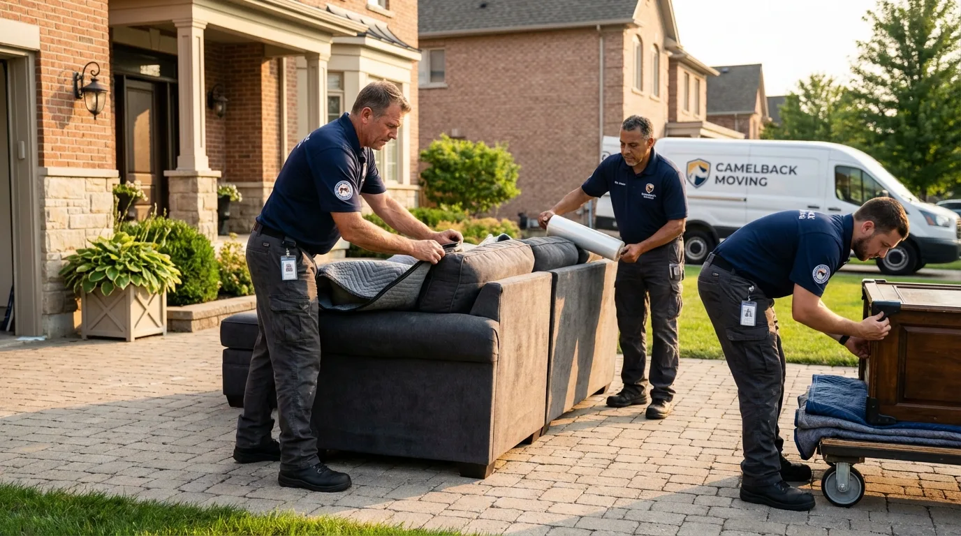 Large estate moving crew wrapping furniture in Annapolis, MD