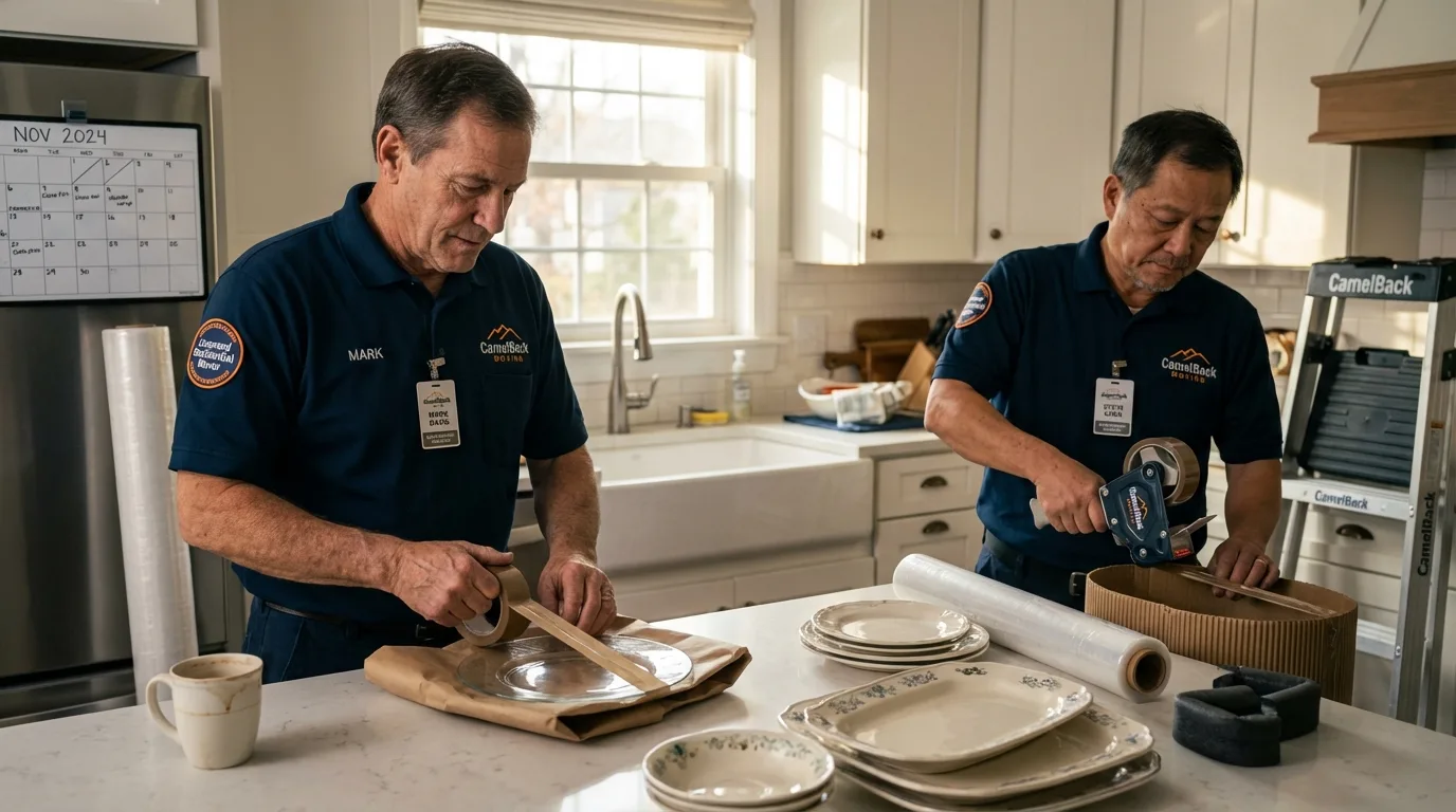 Professional crew packing kitchen dishware in Annapolis, MD